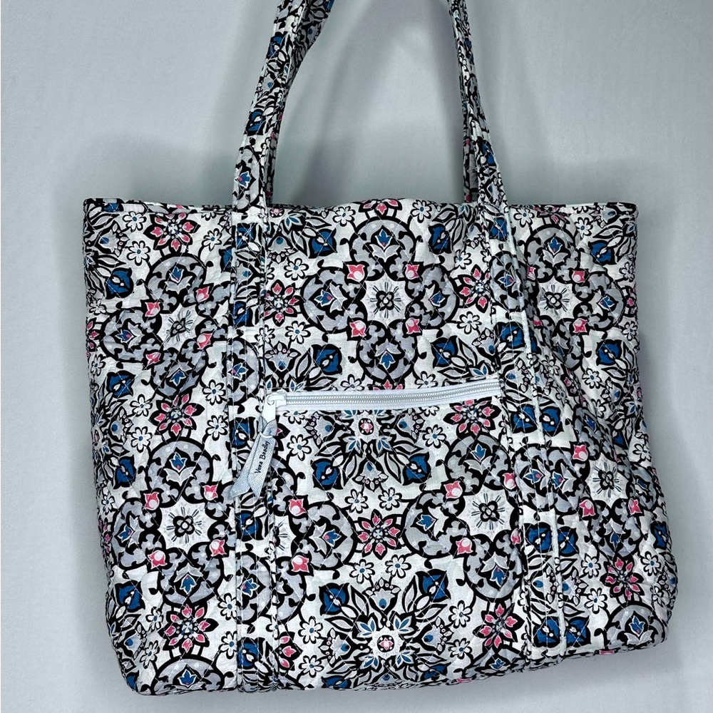 Vera Bradley Patterned Tote in Blue and Pink